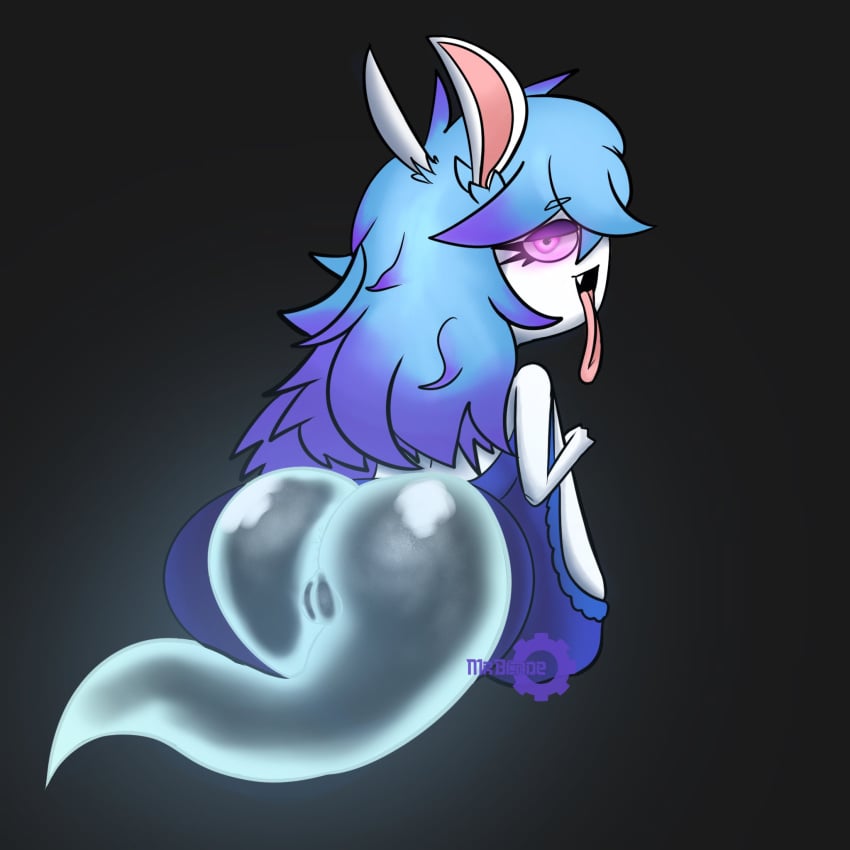 2d 2d_(artwork) ass banningblade big_ass blue_hair blue_hair_female clothed clothed_female clothing ghost ghost_girl huge_ass long_hair long_hair_female looking_back looking_back_at_viewer mario_(series) mario_+_rabbids mario_+_rabbids:_sparks_of_hope midnite_(mario_+_rabbids) mostly_clothed mostly_clothed_female multicolored_hair presenting_ass presenting_pussy purple_highlights rabbid rabbit rabbit_ears rabbit_girl shiny shiny_skin solo solo_female solo_focus tongue tongue_out watermark