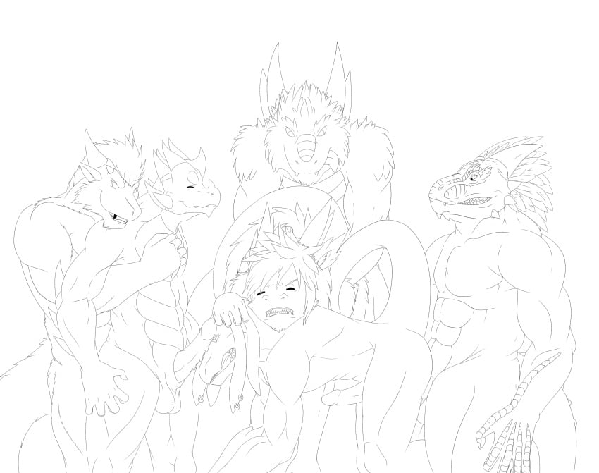 anal anal_sex argonian ass balls bangaa dragon ear ear_piercing erection final_fantasy from_behind fur gay grin group_sex high_resolution horn kairyu211 line_art loid_zhander lucen_crealo male male_only muscles no_humans orgy penetration penis piercing ratharn reptile scalie sex skyrim square_enix tagg the_elder_scrolls thrakos uncensored video_games zerk