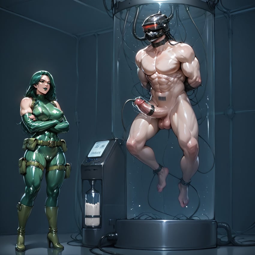 1boy 1girls ai_assisted ai_generated bodysuit brainwash brainwashing brainwashing_machine cameltoe clothed_female_nude_male collar cum dominatrix experiment female femdom humiliation hypnosis lab laboratory madame_hydra male male_milking malesub marvel marvel_comics milking milking_machine muscular muscular_male penis_milking self_upload stasis_chamber stasis_tank suspension villainess viper_(marvel)