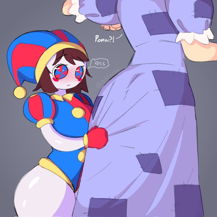 b3theree big_ass big_breasts big_butt big_thighs breasts brown_hair clothed clothing curvaceous curvaceous_female curvaceous_figure curvy curvy_figure curvy_hips female female_focus female_only pomni pomni_(the_amazing_digital_circus) ragatha ragatha_(the_amazing_digital_circus) short_hair the_amazing_digital_circus