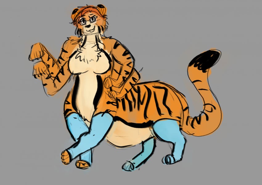 anthro ass belly big_belly breast chubby chubby_female feline female looking_at_viewer mommy overweight overweight_anthro overweight_female overweight_taur sexy slightly_chubby slightly_chubby_female slightly_chubby_taur taur tiger tiger_taur