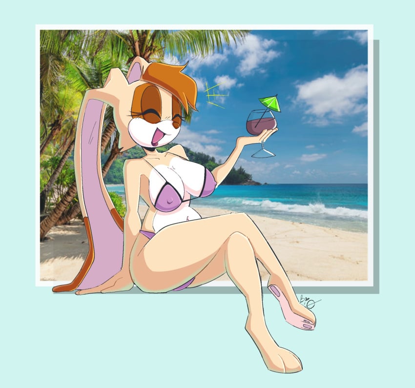 anthro big_breasts bikini breasts clothing female hi_res lagomorph leporid mammal mature_anthro mature_female miobadders rabbit sega solo sonic_(series) sonic_the_hedgehog_(series) swimwear two-piece_swimsuit vanilla_the_rabbit