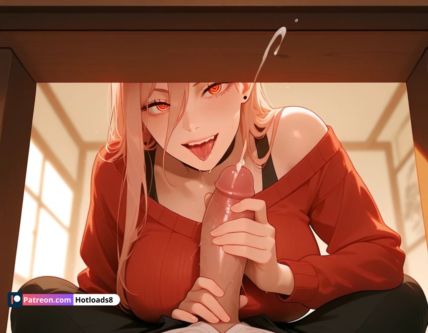 ai_generated chainsaw_man cock cumshot female female_focus hotload-8 patreon power_(chainsaw_man) waifu_diffusion