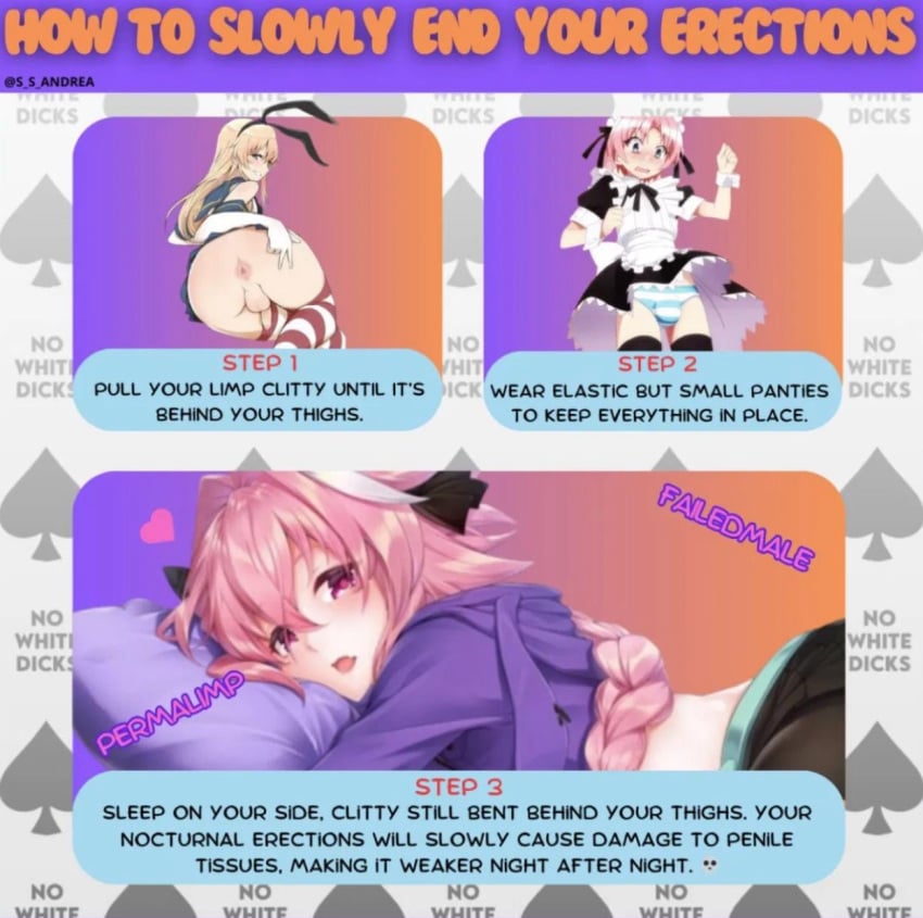 asshole astolfo_(fate) blue_panties bunny_ears failed_male femboy instruction_to_viewer instructions limp_penis maid maid_headdress maid_outfit maid_uniform male_only panties panty_bulge penis penis_behind_legs permalimp pink_hair prone_masturbation sissification sissy skull_emoji soft_penis striped_panties striped_thighhighs viewer_self-insert