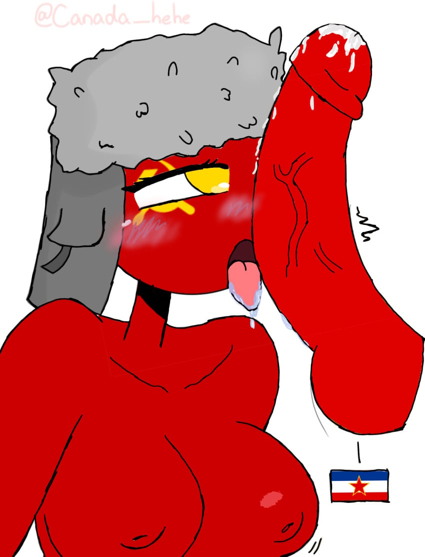 big_breasts big_penis breasts countryhumans drooling penis red_body red_penis soviet_union_(countryhumans) tagme tongue_out ushanka xx.canada.xx xx.canada.xx_style yellow_eyes yugoslavia_(countryhumans)