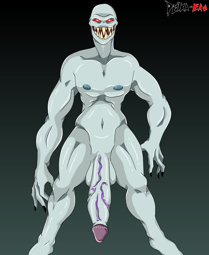 1boy completely_nude_male grey_skin large_penis male_only monster monster_cock muscular_male nipples peika-ero regenerator regenerator_(resident_evil) resident_evil resident_evil_4 teeth