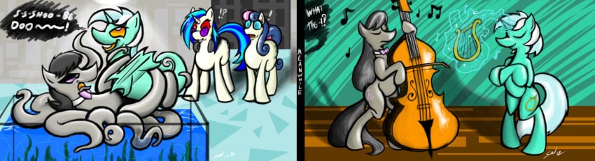 blue_hair bonbon_(mlp) earth_pony equine female friendship_is_magic fur grayscalerain horse lyra_heartstrings_(mlp) my_little_pony octavia_melody pony straight_hair unicorn vinyl_scratch_(mlp) what