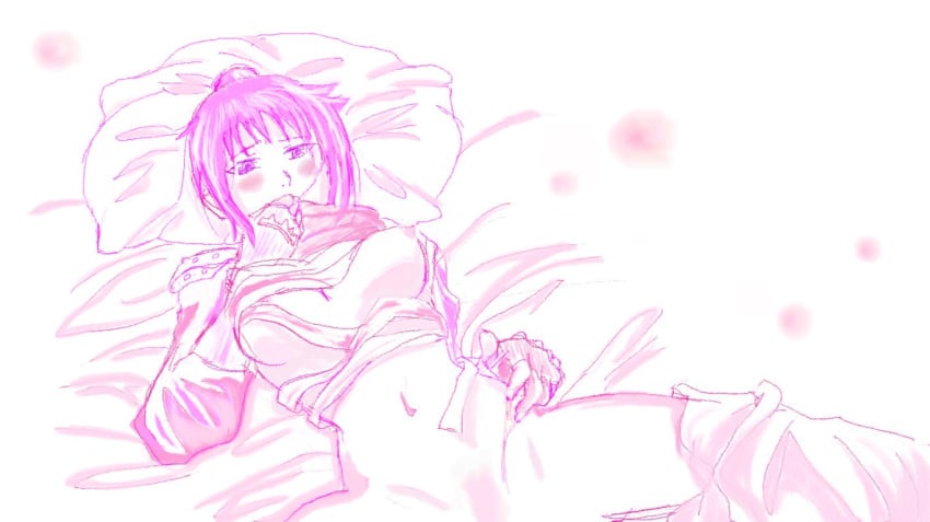 clothes female female_only fullmetal_alchemist human lan_fan lying monochrome on_back open_eyes pillow sketch solo tagme