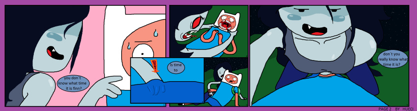 1boy 1girls adventure_time blush comic fear finn_the_human hueci marceline text vampire