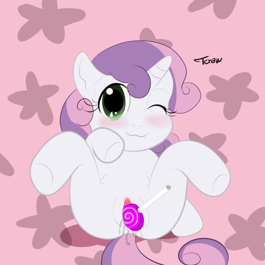 1girls 2d feral friendship_is_magic my_little_pony solo sweetie_belle_(mlp) tagme tecraudio two_tone_hair vaginal_penetration