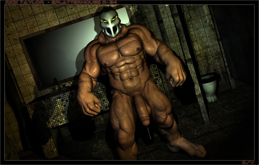 3d dutch_angle huge_muscles human male male_only mask mostly_nude rick_taylor solo splatterhouse tagme terror_mask