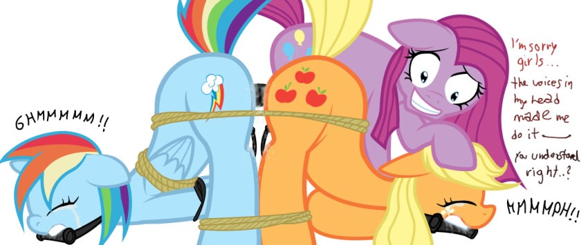 applejack_(mlp) earth_pony equine female female_only friendship_is_magic fur haiku multiple_females my_little_pony pinkie_pie_(mlp) pony rainbow_dash_(mlp) rape smooth_skin yuri