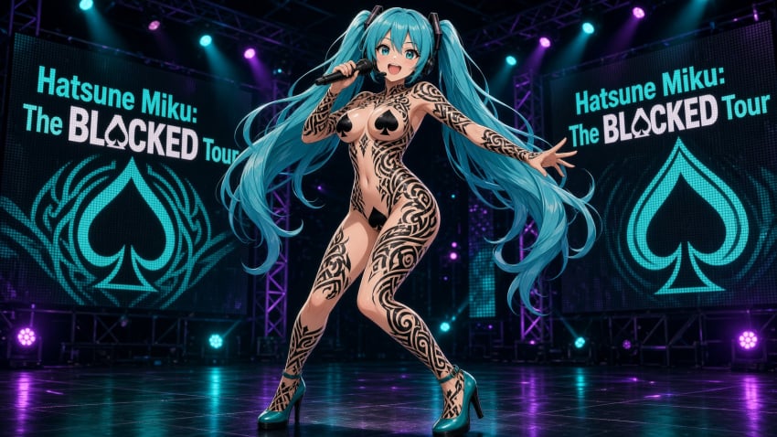 ai_generated blacked hatsune_miku high_heels interracial pasties qos queen_of_spades stage tribal_tattoo