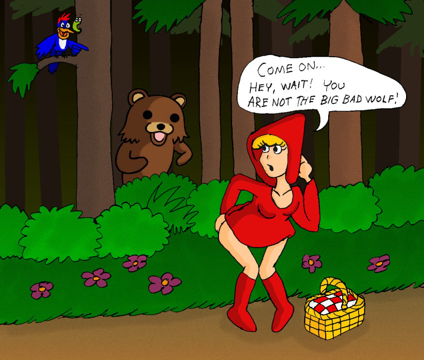 bear clothing dress female little_red_riding_hood meme pedobear tagme woodpecker