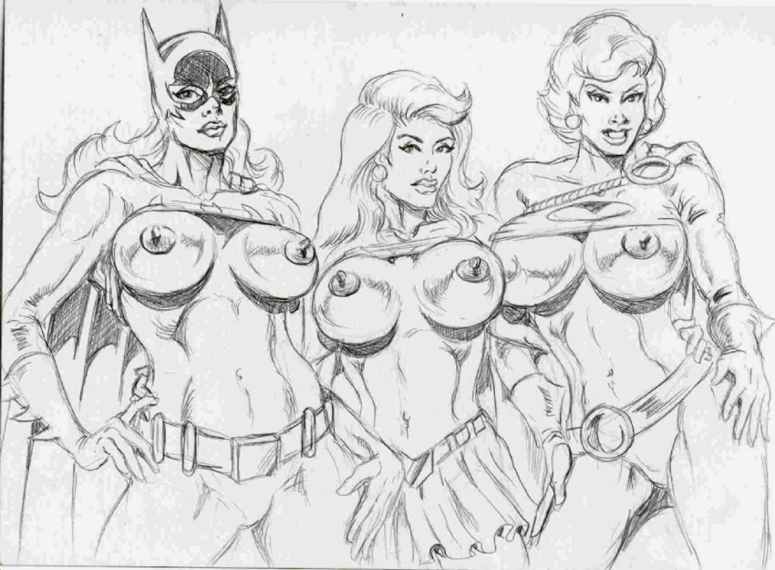 barbara_gordon batgirl dc monochrome nipples peter_temple power_girl supergirl