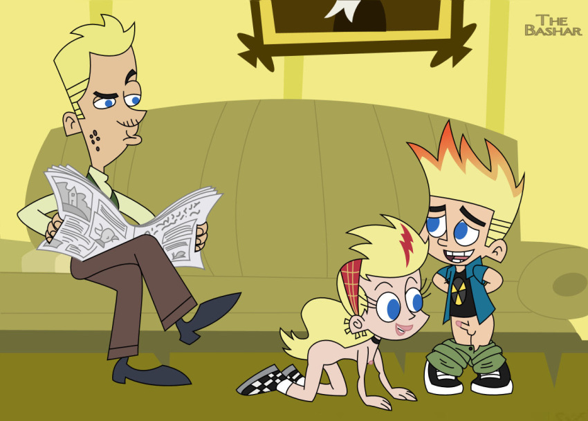 beige_skin blonde_hair blue_eyes cartoon_network female hugh_test johnny_test johnny_test_(series) male sissy_blakely the_bashar