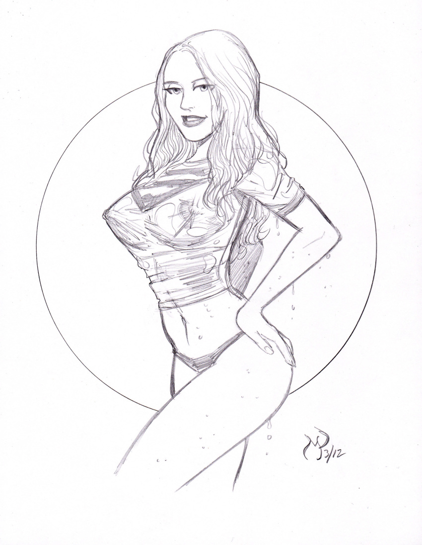 black_and_white dc michael_powell powguero sketch supergirl tagme