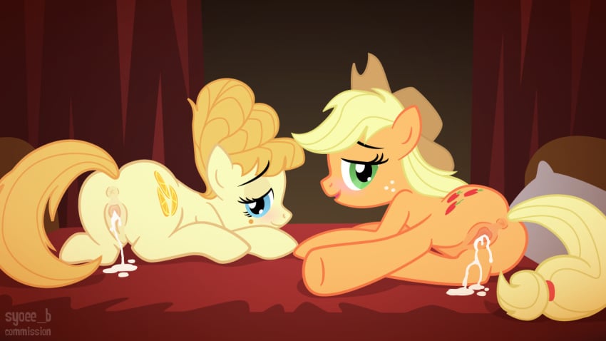 applejack_(mlp) aunt_orange_(mlp) earth_pony equine female female_only friendship_is_magic fur multiple_females my_little_pony pony smooth_skin syoee_b