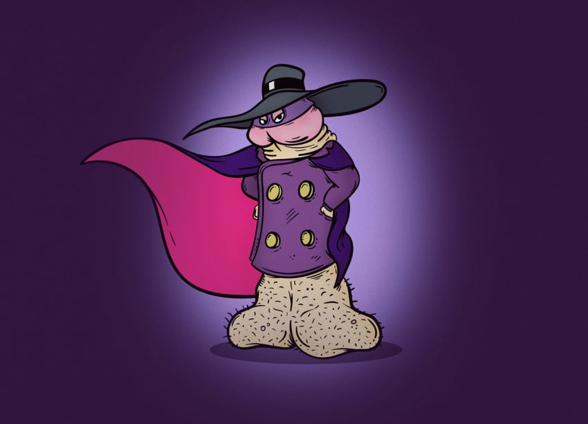 balls ballsack cape dagenskuk darkwing_duck darkwing_duck_(character) disney foreskin foreskin_folds hairy_balls hat humanoid_penis intact jacket male male_only penis retracted_foreskin scrotum tagme testicles uncut