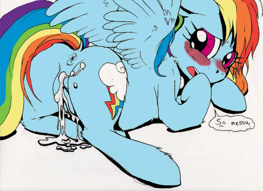 after_sex buttercup_saiyan cum female female_only friendship_is_magic huge_eyes my_little_pony nude pegasus pussy rainbow_dash_(mlp) smooth_skin solo toony