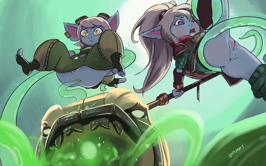 anal angry blonde exposed forced glasses gloves illaoi implied_character league_of_legends open_legs open_mouth poppy rape riot_games shortstack tentacle tentacle_rape tristana weapon yordle zaun-derground