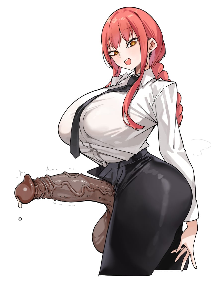 1futa big_breasts big_penis braid busty chainsaw_man dick dickgirl futa_only futanari huge_cock huge_cock large_breasts large_penis makima_(chainsaw_man) mostly_clothed office_clothing office_lady penis penis_out pixy1234567891 red_hair red_hair spiral_eyes tie veiny_penis yellow_eyes