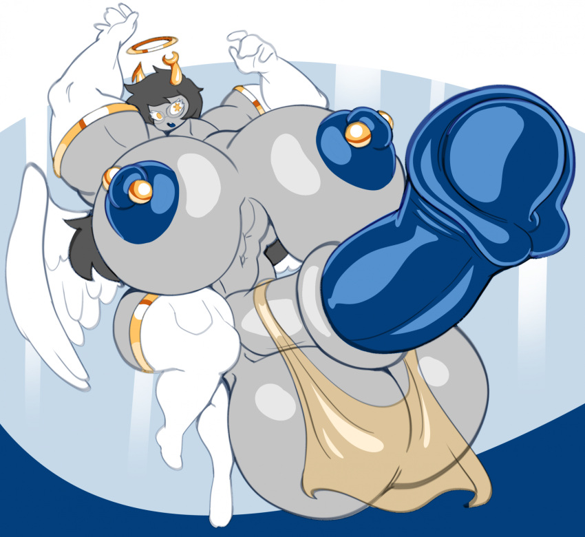 2024 angel angstrom futanari halo homestuck horsecock horsecock_futanari huge_breasts hyper_breasts muscular muscular_futanari nipple_piercing thighhighs vriska_serket wings