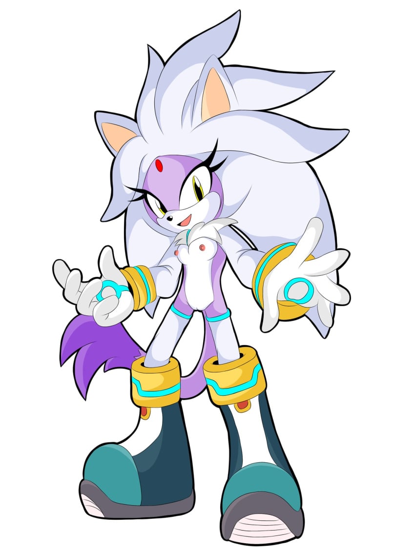 anthro anthro_female anthro_only blaze_the_cat furry furry_female furry_only j_nsfw mobian_(species) silver_the_hedgehog sonic_(series) sonic_the_hedgehog_(series) tits tits_out