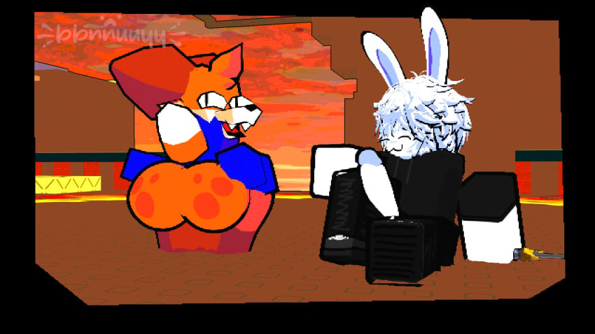 2boys 3d animated bb_(bbnnuuyy) bbnnuuyy bunny_boy clothed fox gay large_ass large_penis looping_animation made_using_roblox pixelated roblox robloxian soups_(superiorfox) sword_fights_on_the_heights tagme tail tailwag twerking