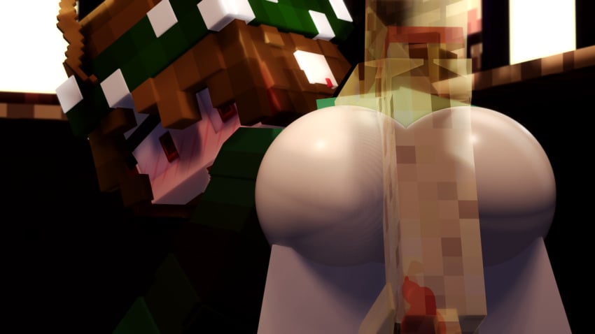 1girls animal animal_penis ass ass ass_focus blush grenvery mine-imator minecraft zoophilia