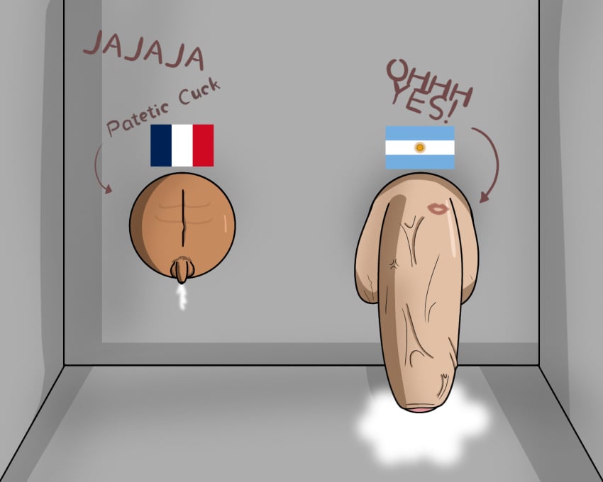 argentina artist_name artist_request big_penis_adoration cuck cuckold cum eyaculation france gigantic_penis gigantic_testicles huge_cock humiliation hyper_balls hyper_genitalia hyper_penis kiss_mark small_penis small_penis_humiliation text world_cup