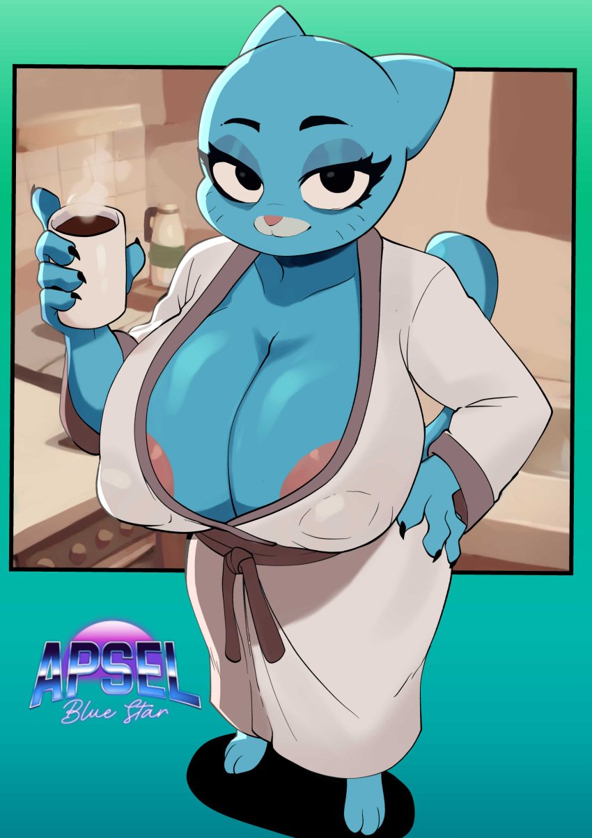 anthro apsel_bluestar apseltheblue big_breasts breasts cleavage female furry huge_breasts milf nicole_watterson tagme the_amazing_world_of_gumball thick_thighs wide_hips