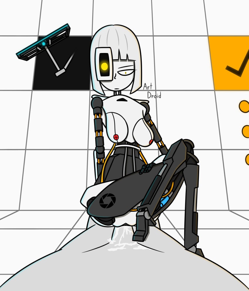 artdroid breasts breasts cum cum_inside genitals glados portal_(series) robot sex sitting_on_penis vagina