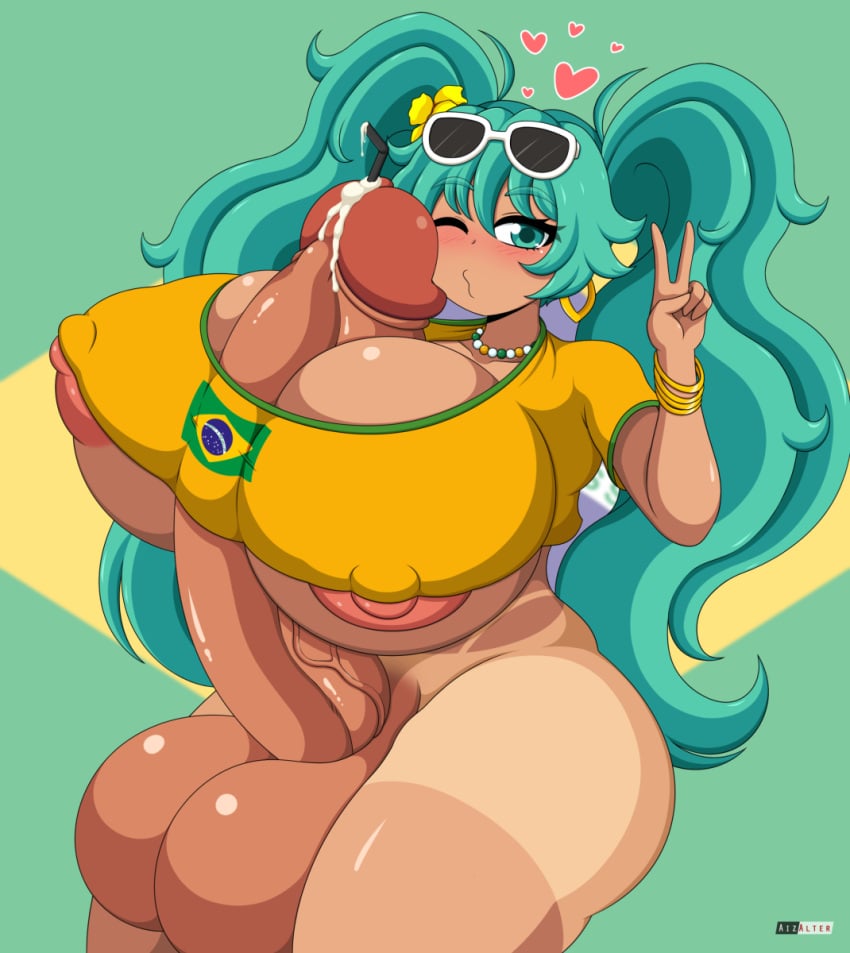 1futa about_to_cum aizalter areola_slip areolae ass autopaizuri autopaizuri_under_clothes balls big_ass big_breasts big_penis big_thighs blush brazil brazilian brazilian_futa brazilian_miku breasts clothed clothing cum cyan_eyes cyan_hair erection female futa_only futanari gigantic_penis hatsune_miku huge_ass huge_balls huge_cock huge_thighs human hyper_breasts hyper_penis latin_american_hatsune_miku_(meme) light-skinned_futanari light_skin long_hair looking_at_viewer mostly_nude nipple_slip nipples penis precum shirt solo straw tagme tan tan_body thick_hips thick_thighs thighs twintails urethral urethral_insertion vocaloid yellow_shirt