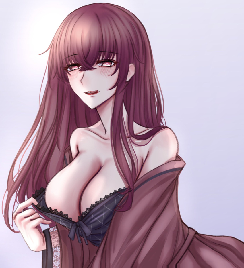 amano_airi blush bra clothed d4dj huge_breasts komet_(artist) licking_lips stripping