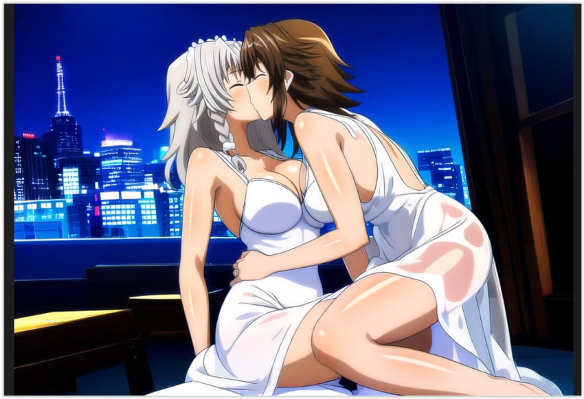 ai_generated grayfia_lucifuge high_school_dxd lesbian_couple lesbian_kiss lesbian_sex venelana_gremory yuri