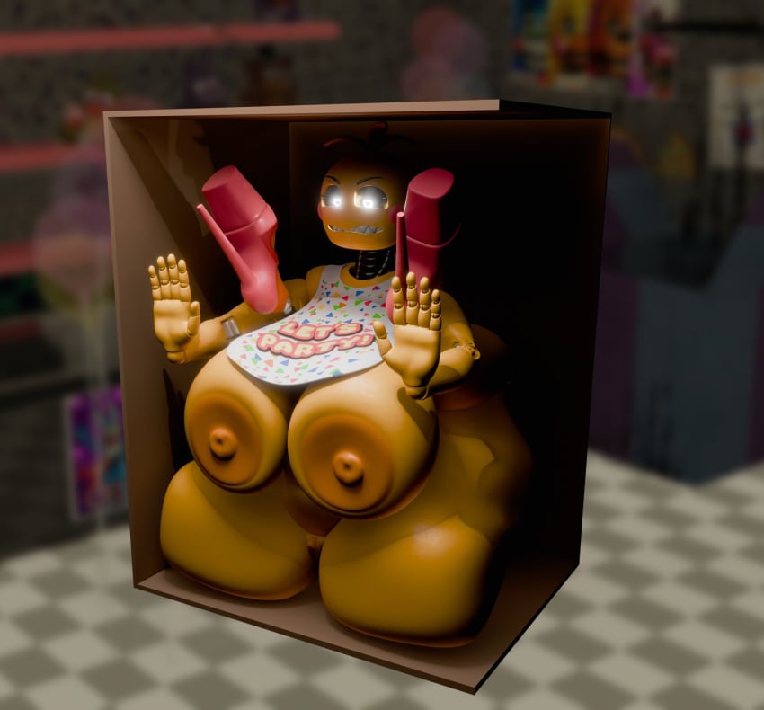 3d 3d_(artwork) big_breasts breasts cleavage female five_nights_at_freddy's furry huge_breasts nipples notsafeforgek packaged tagme thick_thighs toy_chica_(fnaf) wide_hips