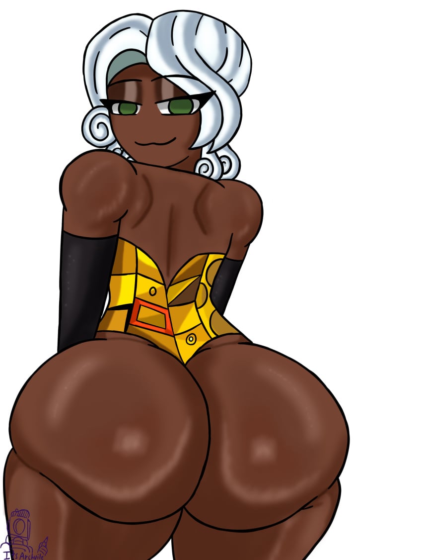 1girls ass ass ass_bigger_than_head ass_focus back_view backless_outfit big_butt bubble_butt caked_up dark-skinned_female dark_skin dress exposed_ass female female_only grin hips its_archville king_of_greed library_of_ruina lobotomy_corporation looking_at_viewer looking_back partially_clothed partially_nude presenting presenting_ass project_moon self_upload signature smug smug_face solo thick_ass thick_thighs thighs