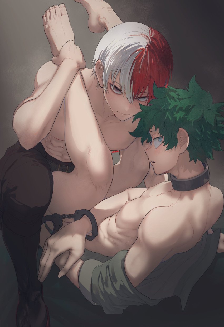 abs anal ass back barefoot blue_eyes boku_no_hero_academia bones_(company) boots bottomless burn_scar completely_nude curly_hair feet freckles green_eyes green_hair grey_eyes holding_legs izuku_midoriya knees midoriya_izuku multicolored_hair muscular my_hero_academia nipples nude open_clothes open_shirt pants_only pectorals red_hair scar sex shirt shirt_only short_hair shounen_jump shouto_todoroki tododeku todoroki_shouto toenails toes topless two-tone_hair undressing urushi white_hair yaoi