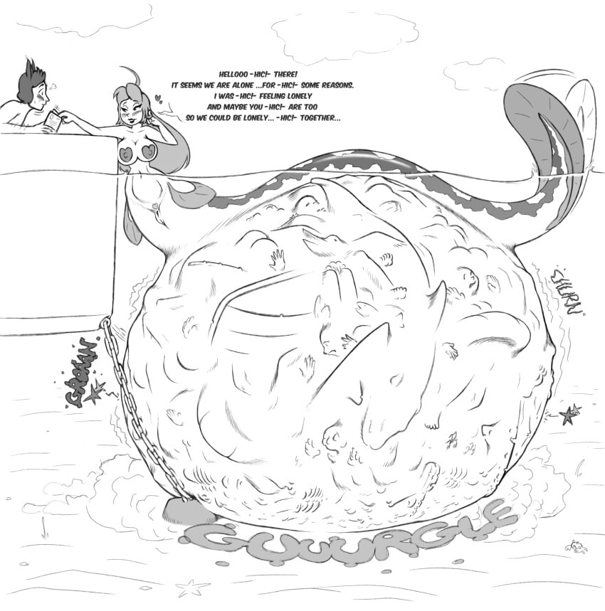 2024 after_vore animal_humanoid belly big_belly breasts eel eel_humanoid english_text female female_pred fish fish_humanoid frakass genitals group hi_res huge_belly human humanoid hyper hyper_belly male mammal marine marine_humanoid merfolk monochrome multiple_prey outside pussy ship simple_background split_form text underwater vehicle vore water watercraft white_background