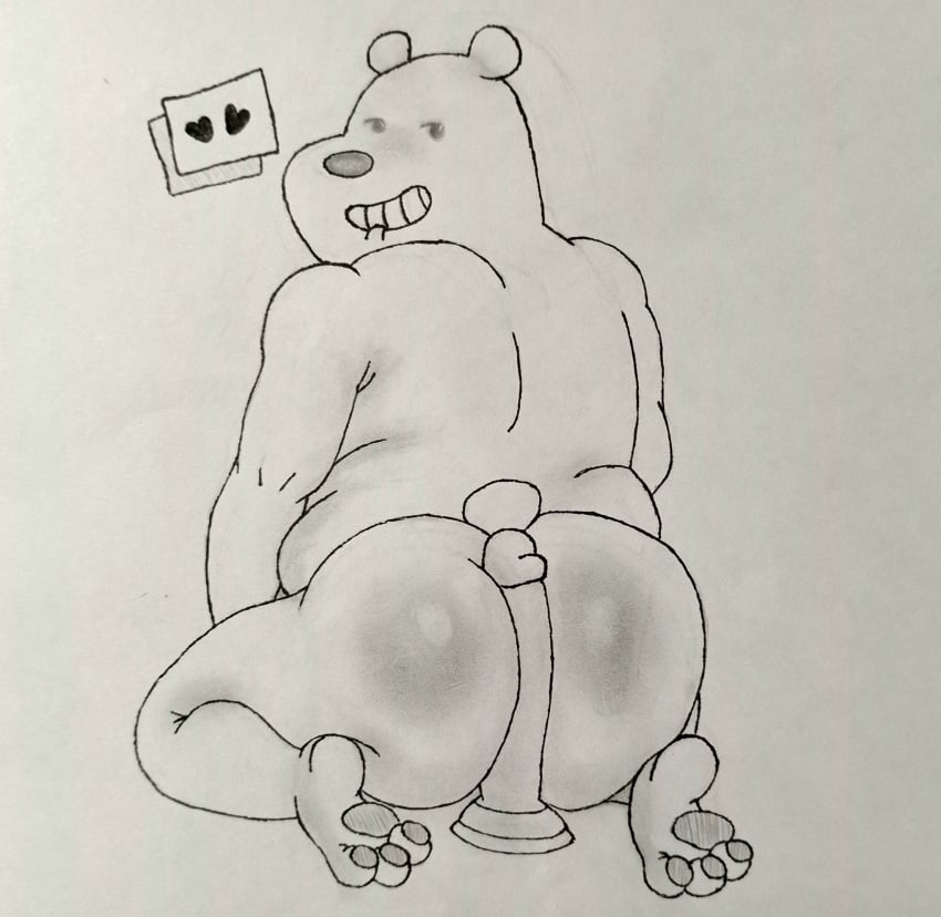 2025 3_toes absurd_res anthro ass bear belly big_butt bite biting_lip blush brown_bear cartoon_network dildo feet fur grizzly_(we_bare_bears) grizzly_bear hi_res im_sp1d3r looking_back male male_focus mammal monochrome nude overweight overweight_male paws rear_view sex_toy sitting slightly_chubby smile solo solo_focus toes ursine we_bare_bears