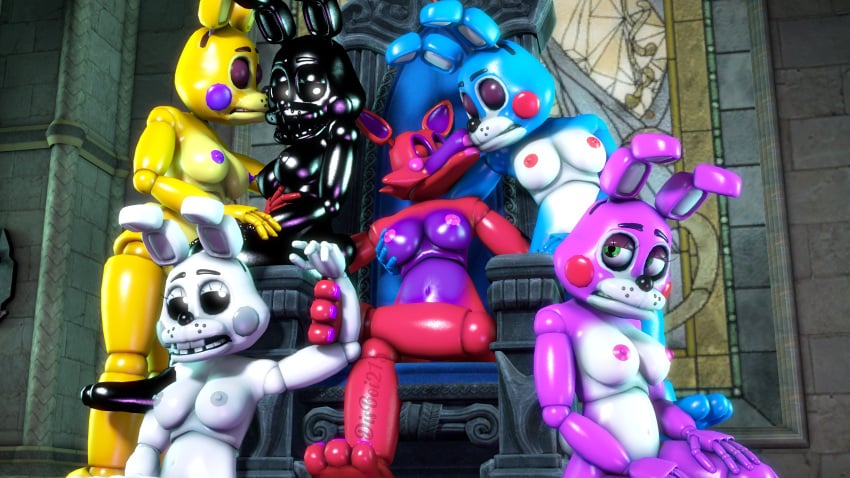 3d 4k bedroom_eyes black_body black_cheeks black_eyes black_nipples blue_body bunny bunny_ears bunny_girl bunny_tail closed_eyes disboi215 female_only five_nights_at_freddy's five_nights_at_freddy's:_sister_location five_nights_at_freddy's_2 five_nights_at_freddy's_3 five_nights_at_freddy's_world fnaf fnaf_oc fnaf_world fox fox_ears fox_girl fox_tail glowing_eyes green_eyes grey_cheeks grey_nipples highres lesbian_kiss mangle_(fnaf) oc pink_body pink_cheeks pink_nipples purple_body purple_cheeks purple_nipples rabbit rabbit_ears rabbit_tail red_body red_cheeks red_nipples rosy_cheeks rwqfsfasxc_(five_nights_at_freddy's) sfm shadow_bonnie shadow_bonnie_(fnaf) shiny_body source_filmmaker throne throne_room toy_bonnet_(fnaf) toy_bonnie_(fnaf) toy_spring_bonnie_(fnaf) victoria white_body white_eyes white_rabbit_(fnaf) yellow_body yuri