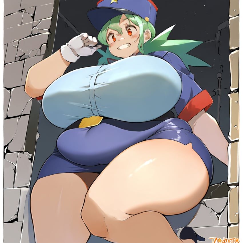 ai_generated big_belly big_breasts curvy officer_jenny_(pokemon) pokemon thick_thighs