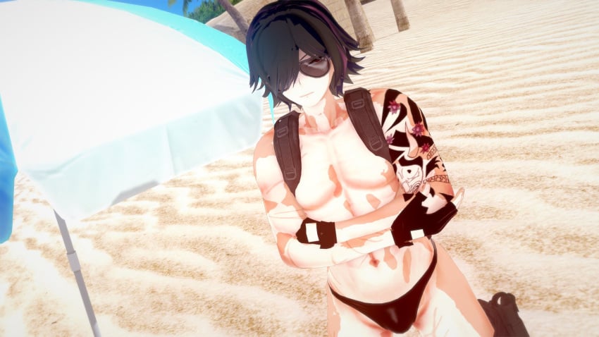 1girls 2boys ass beach big_ass big_breasts bikini black_bikini black_hair breasts brown_eyes bubble_ass bubble_butt bulge bulge_through_swimsuit danganronpa danganronpa:_trigger_happy_havoc danganronpa_1 danganronpa_killer_killer fenrirsjaw gloves imminent_cheating imminent_cuckold imminent_cuckolding imminent_netorare imminent_ntr imminent_oral kirigiri_kyouko lavender_eyes lavender_hair leifruby2 light-skinned_female light-skinned_male light_skin male_focus marriage_ring married_woman massive_ass massive_breasts naegi_makoto ponytail pubic_hair reading reading_book red_eyes ring sunglasses swimsuit takumi_hijirihara tattoo tattoo_on_arm tattooed_arm tattoos thick_thighs thighs voluptuous voluptuous_female wide_hips