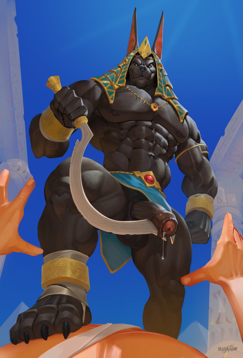 2025 abs anklet anthro anthro_focus anubian_jackal anubis areola armband balls barazoku barefoot becoming_erect bent_leg biceps big_balls big_muscles big_penis bodily_fluids bottomwear bracelet canid canine canis claws clothed clothing day deaddragonp deity dripping duo egyptian egyptian_mythology feet first_person_view foreskin fur genital_fluids genitals glans gold_(metal) gold_jewelry headdress headgear hi_res holding_object holding_weapon huge_balls huge_cock huge_muscles human human_on_anthro human_pov humanoid_genitalia humanoid_penis ineffective_clothing interspecies jackal jewelry loincloth looking_at_viewer looming low-angle_view lying male male/male mammal melee_weapon middle_eastern_mythology muscular muscular_anthro muscular_male mythology nails navel nipples obliques on_back outside pecs pendant penis plantigrade precum precum_drip precum_string quads serratus sickle sky smile solo_focus standing thick_arms thick_penis thick_thighs topless topless_anthro topless_male tuft unretracted_foreskin urethra vein weapon