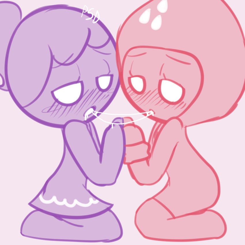 cookie_run cookie_run_kingdom gingerbright kissing strawberry_cookie yuri