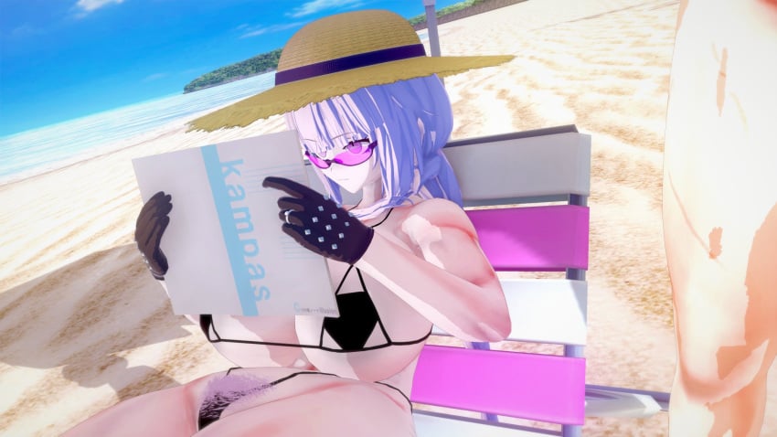 1girls 2boys ass beach big_ass big_breasts bikini black_bikini black_hair breasts brown_eyes bubble_ass bubble_butt bulge bulge_through_swimsuit danganronpa danganronpa:_trigger_happy_havoc danganronpa_1 danganronpa_killer_killer fenrirsjaw gloves imminent_cheating imminent_cuckold imminent_cuckolding imminent_netorare imminent_ntr imminent_oral kirigiri_kyouko lavender_eyes lavender_hair leifruby2 light-skinned_female light-skinned_male light_skin looking_over_eyewear looking_over_sunglasses marriage_ring married_woman massive_ass massive_breasts naegi_makoto ponytail pubic_hair reading reading_book red_eyes ring sunglasses swimsuit takumi_hijirihara tattoo tattoo_on_arm tattooed_arm tattoos thick_thighs thighs tinted_eyewear voluptuous voluptuous_female wide_hips