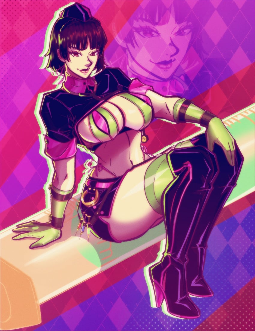 1girls big_breasts breasts brown_hair cosplay fate/grand_order fate_(series) female female_only florence_nightingale_(fate)_(cosplay) florence_nightingale_(trick_or_treatment)_(fate)_(cosplay) hat large_breasts makoto_niijima megami_tensei nico_artooo persona persona_5 red_eyes short_hair syringe