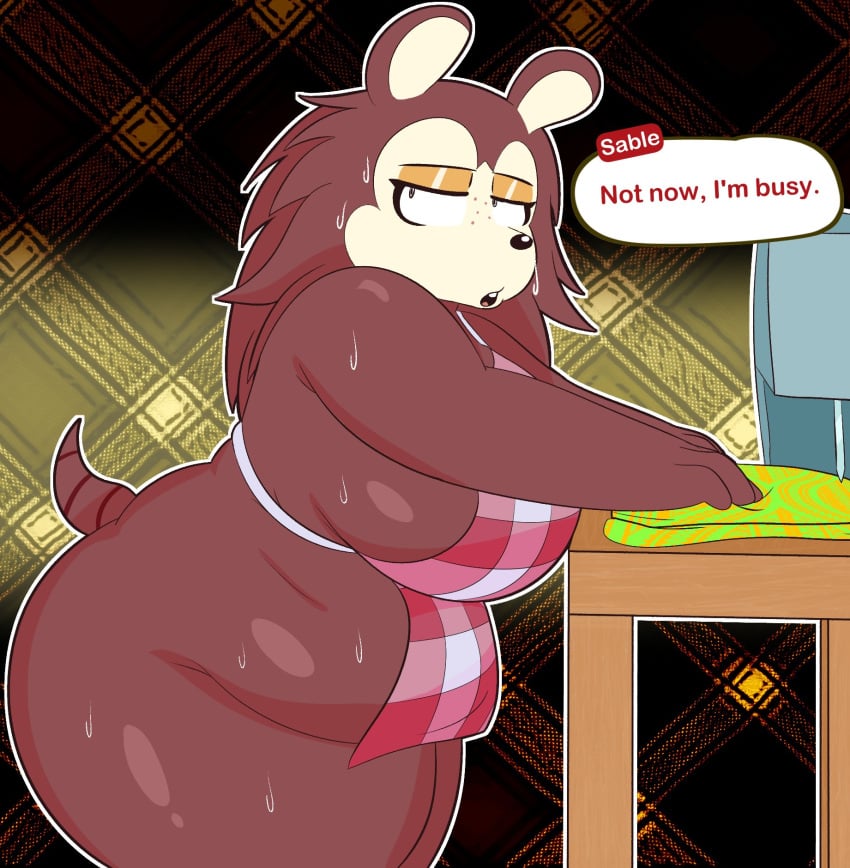 animal_crossing apron ass blitzy_flair breasts chubby nude sable_able tagme