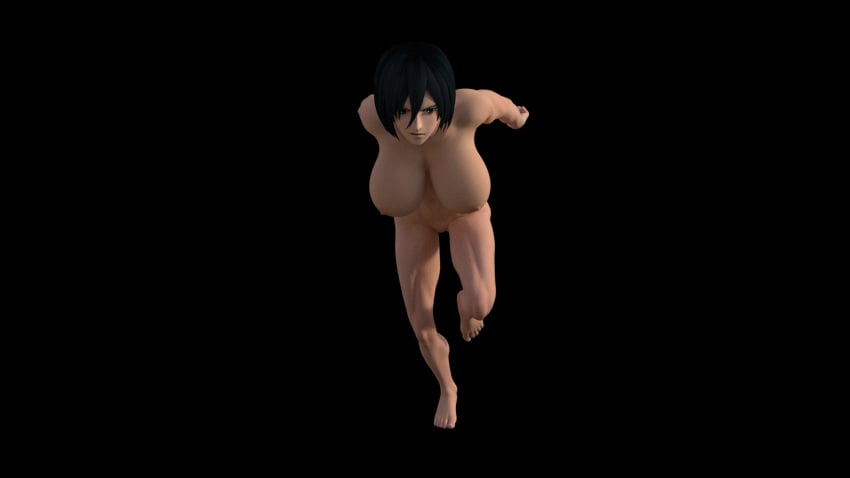 1girls 3d animated animated attack_on_titan daz_studio mikasa_ackerman running solo tagme